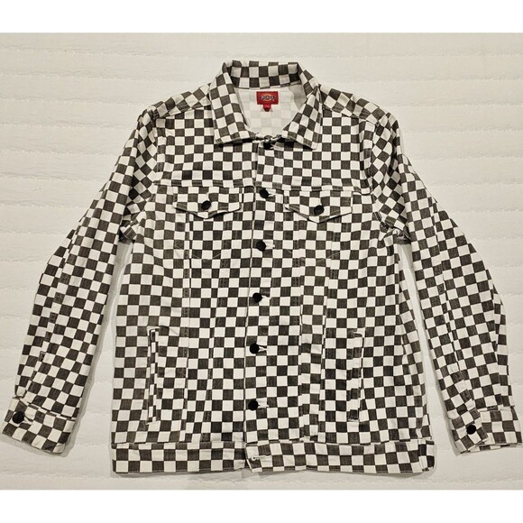 Dickies Girl Juniors Denim Checkered Jacket. Size Large. - Picture 1 of 6
